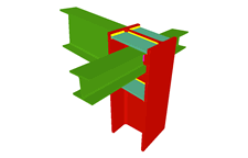 Column to beam moment connection with two simply connected orthogonal beams