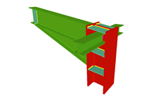 Column to beam moment connection with haunch and two simply connected orthogonal beams